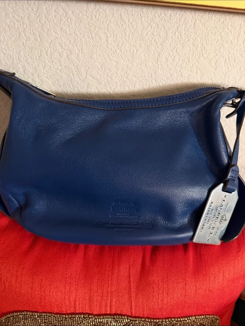 Ralph Lauren Men's Leather Shoulder Bag in Dark Blue